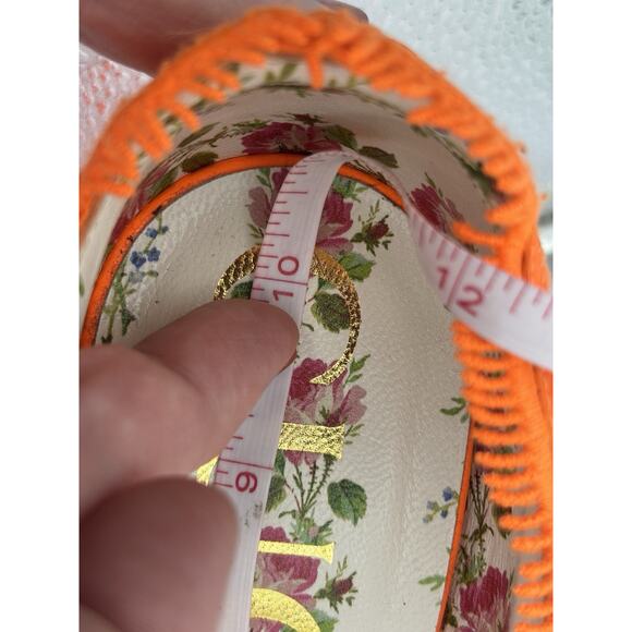 Gucci Mary Jane Heels Neon Orange Lace Size 39 Rhinestone Buckle Authentic - Picture 12 of 14